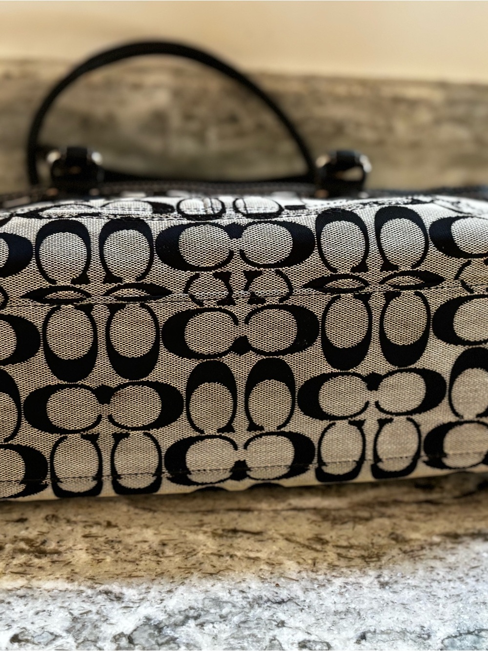 Coach Black Signature Jacquard Tote with Leather Trim with matching wristlet - Picture 8 of 8